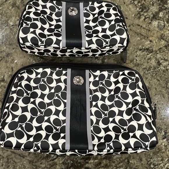 COACH black and white cosmetic bag set of two - Picture 1 of 5